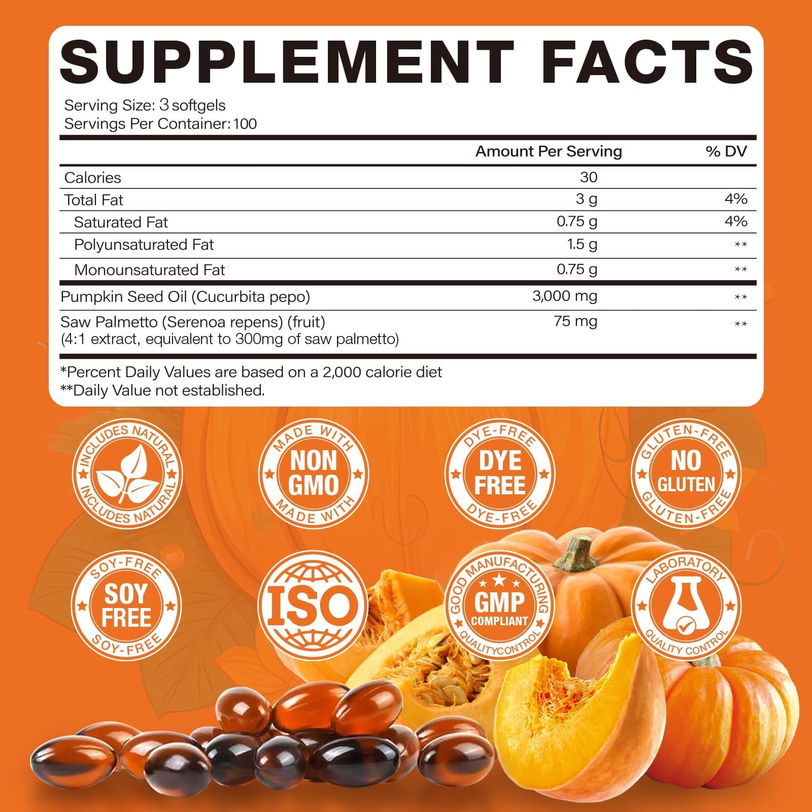 Top view of Eoqifjm organic pumpkin seed oil softgel packaging