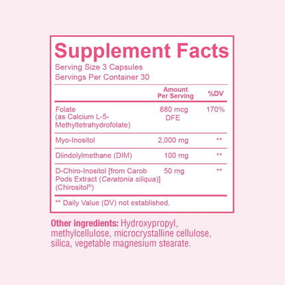 Sunergetic ovarian support supplement 90 capsules packaging facts label
