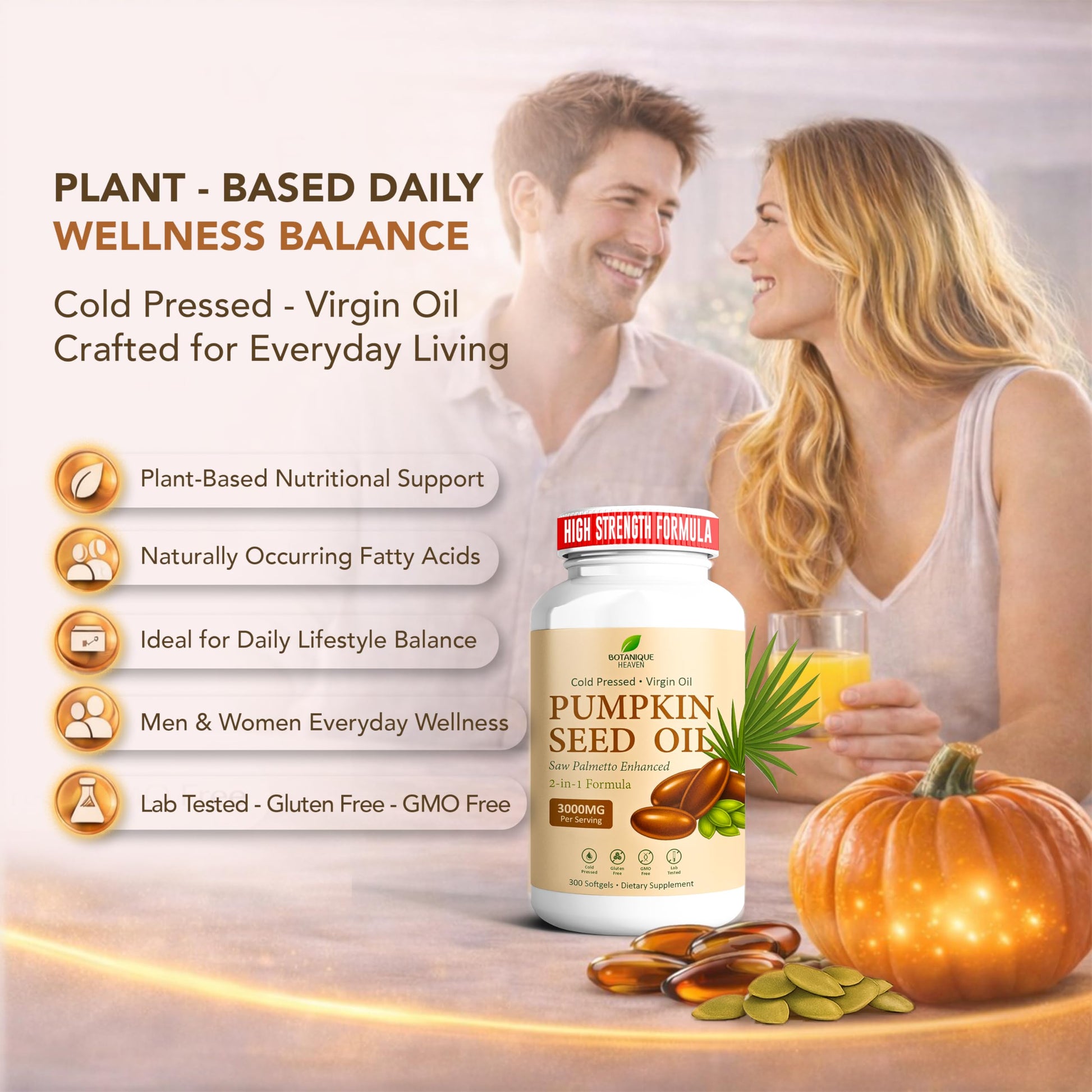 High strength Pumpkin Seed Oil and Saw Palmetto softgel capsules