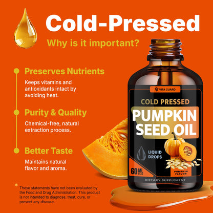 Vita Guard pumpkin seed oil bottle with natural pumpkin ingredients