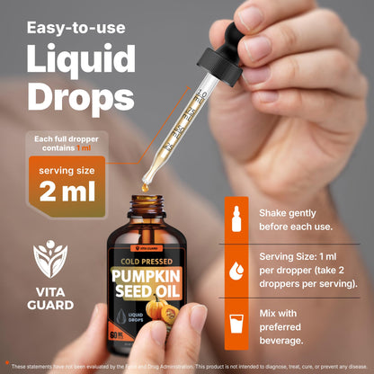 Side view of Vita Guard 60ml pumpkin seed oil packaging
