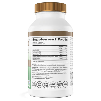Label detail of IP6 Gold capsules showing Inositol and IP-6 ingredients