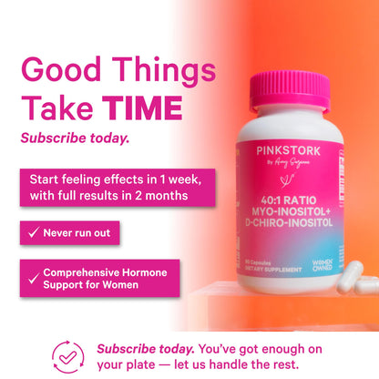 Authentic imported Pink Stork ovarian health supplement packaging with clean ingredients seal.