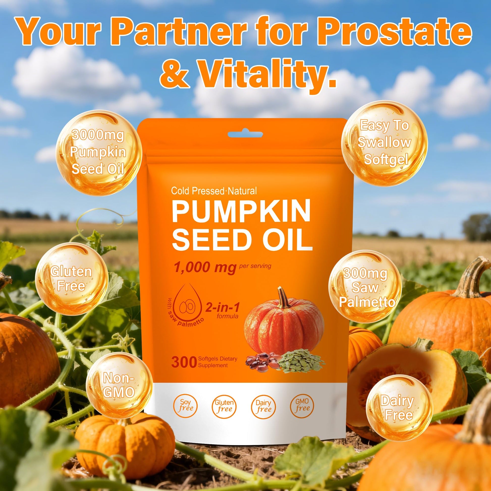 Close up of Crobirware pumpkin seed oil and saw palmetto softgel texture