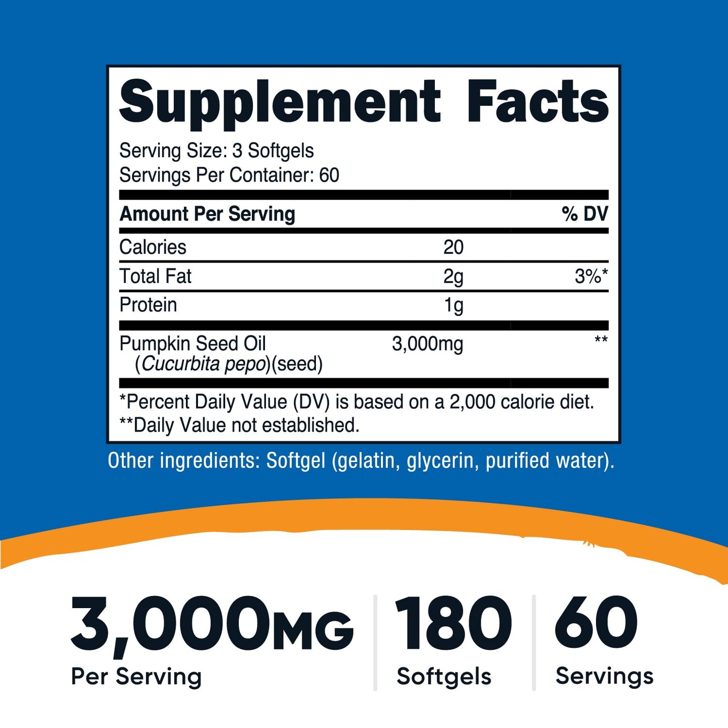 Nutricost Pumpkin Seed Oil supplement facts label