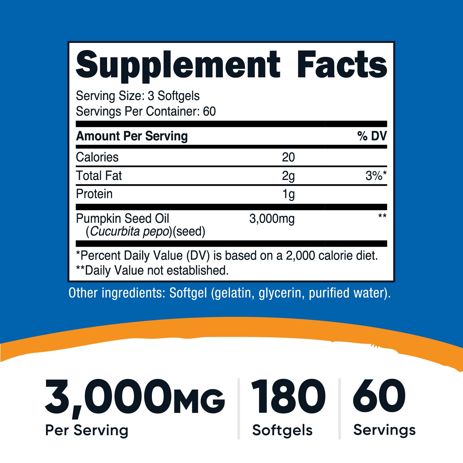 Nutricost Pumpkin Seed Oil supplement facts label