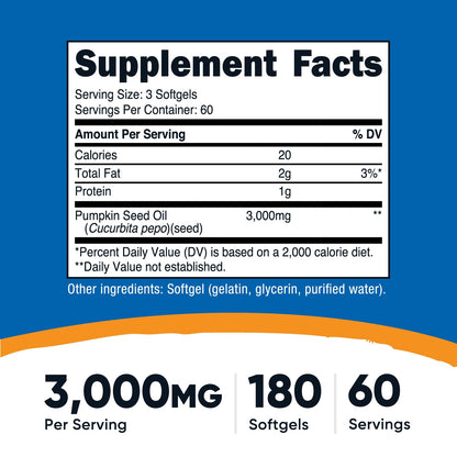Nutricost Pumpkin Seed Oil supplement facts label