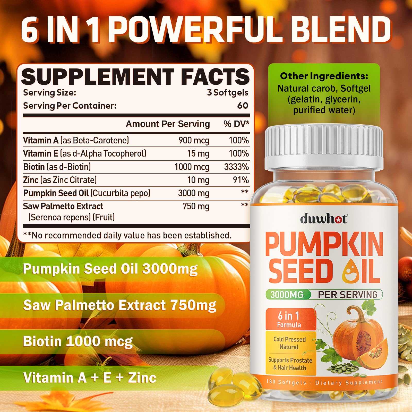 Kitabio Duwhot 6-in-1 wellness supplement softgels label