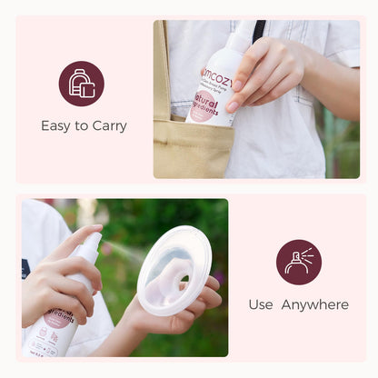 Momcozy breast pump cleaning spray grapefruit scent label