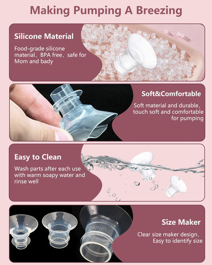 Close up of food grade silicone breast pump accessory