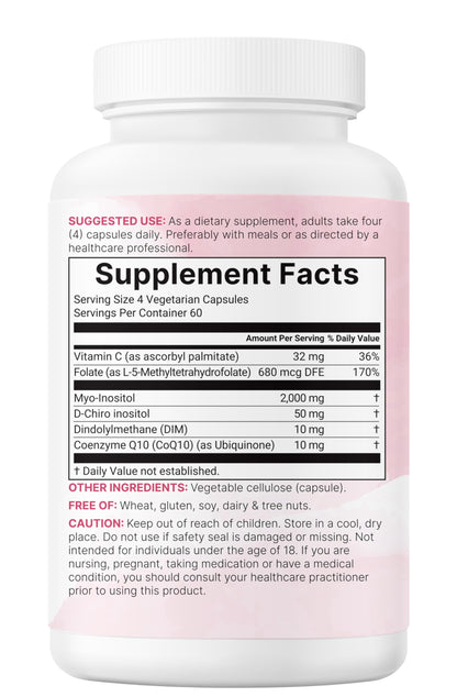 Side view of Micro Ingredients 240 capsule bottle detailing the sixty day supply instructions.