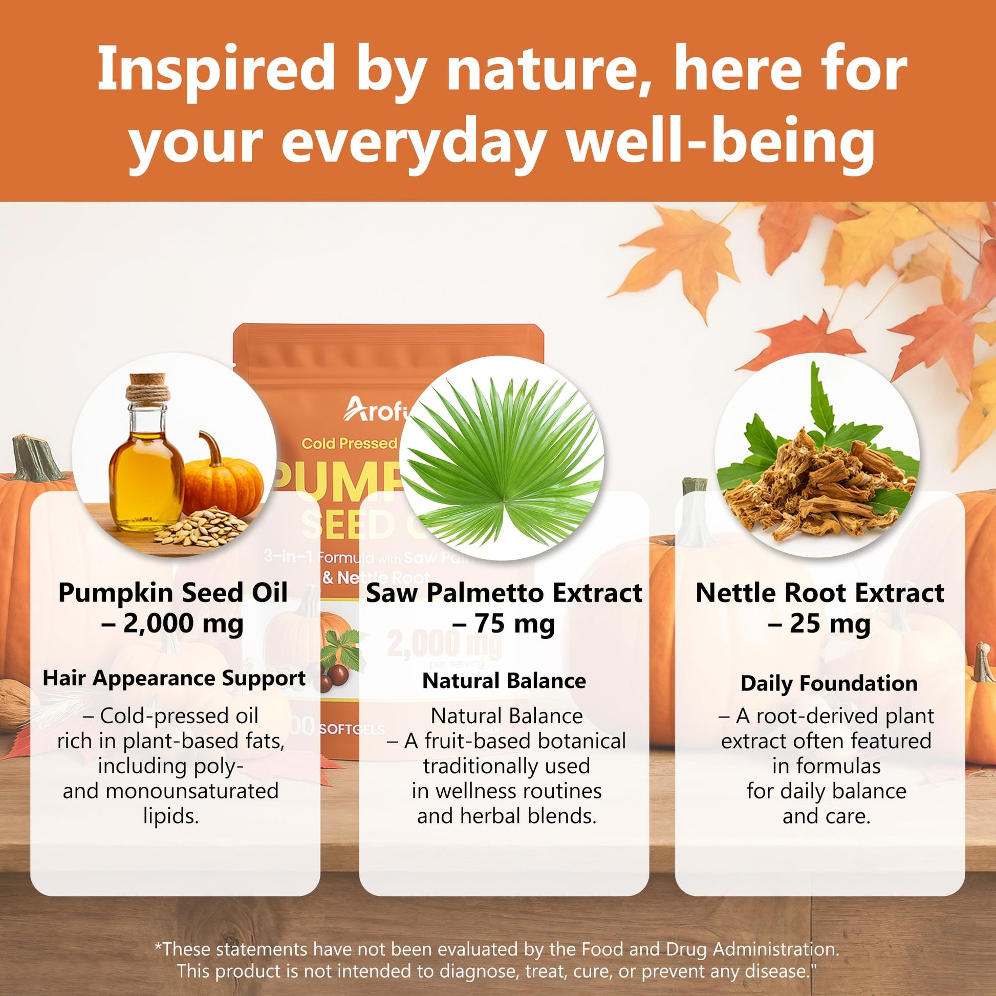 Back label of Arofum Pumpkin Seed Oil bottle with ingredients