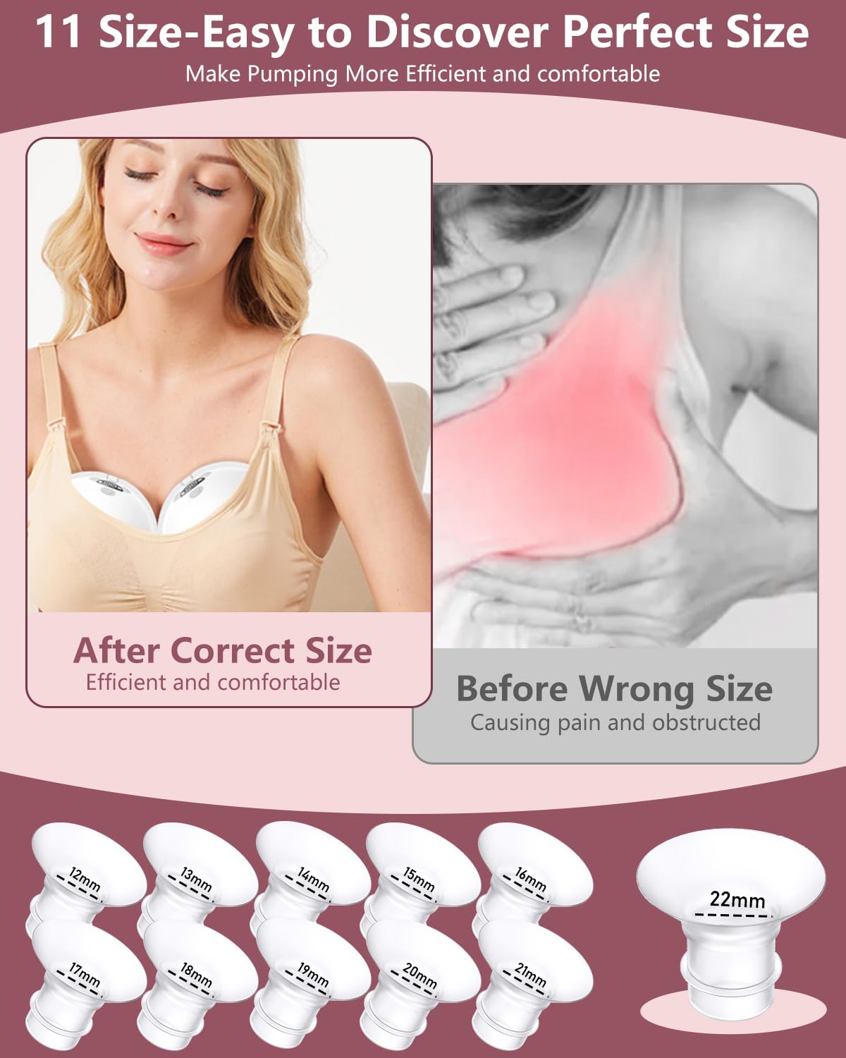 BPA-free silicone flange insert pack for nursing mothers