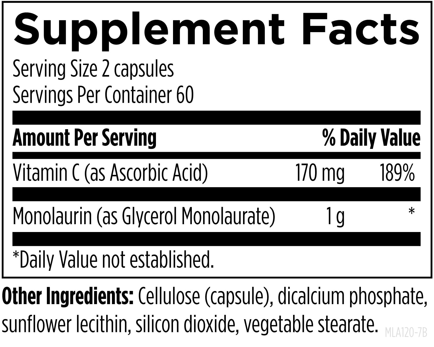 Side view of Designs for Health Monolaurin Avail bottle