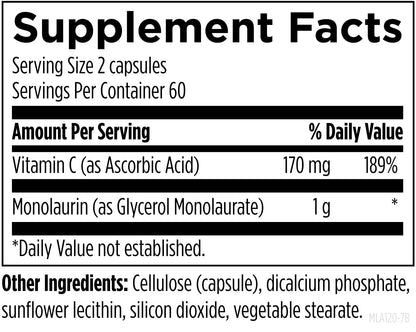 Side view of Designs for Health Monolaurin Avail bottle