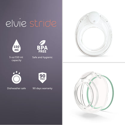 Two pack Elvie Stride breast pump cups accessories