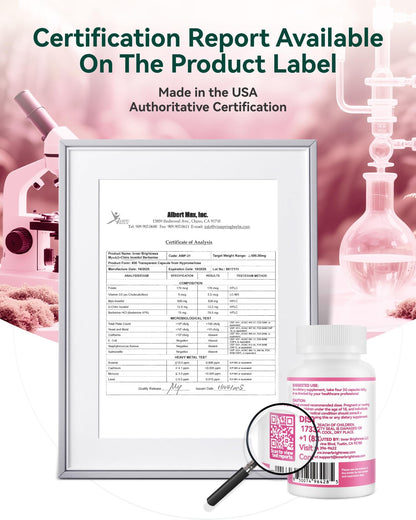 Close up of Inner Brightness product cap and authentic packaging details for Indian consumers.