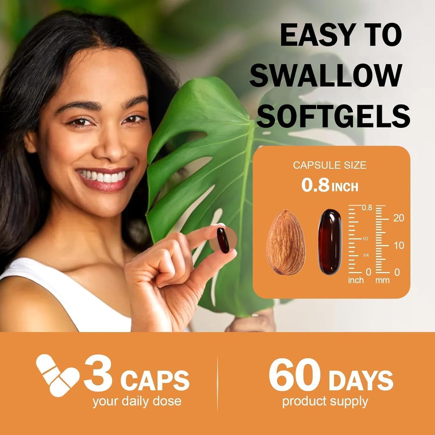 The softgel texture and size of the pumpkin seed oil supplement