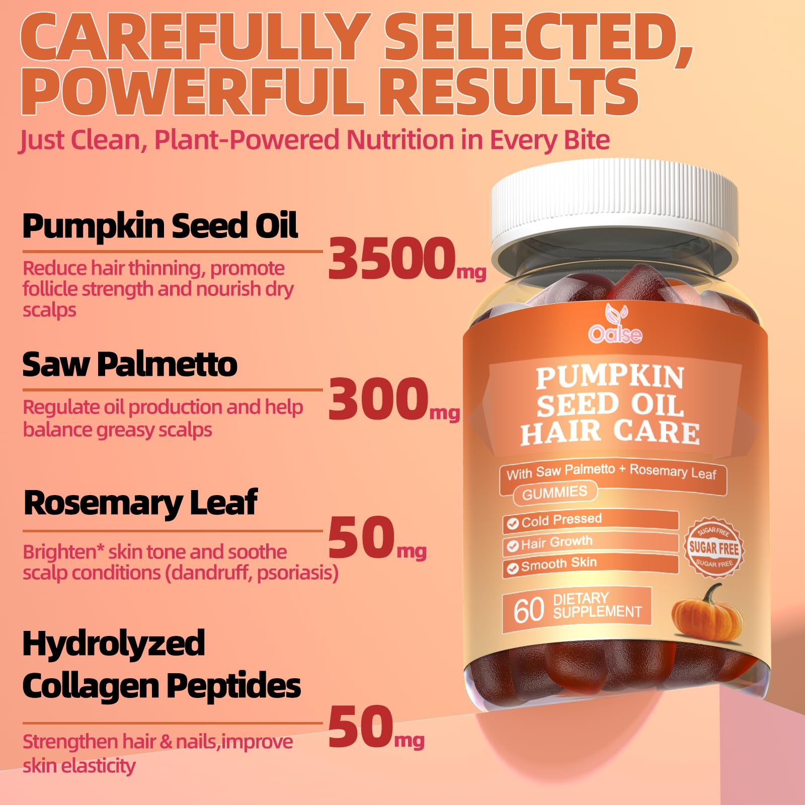 Oalse 3500mg pumpkin seed oil gummies supplement facts label