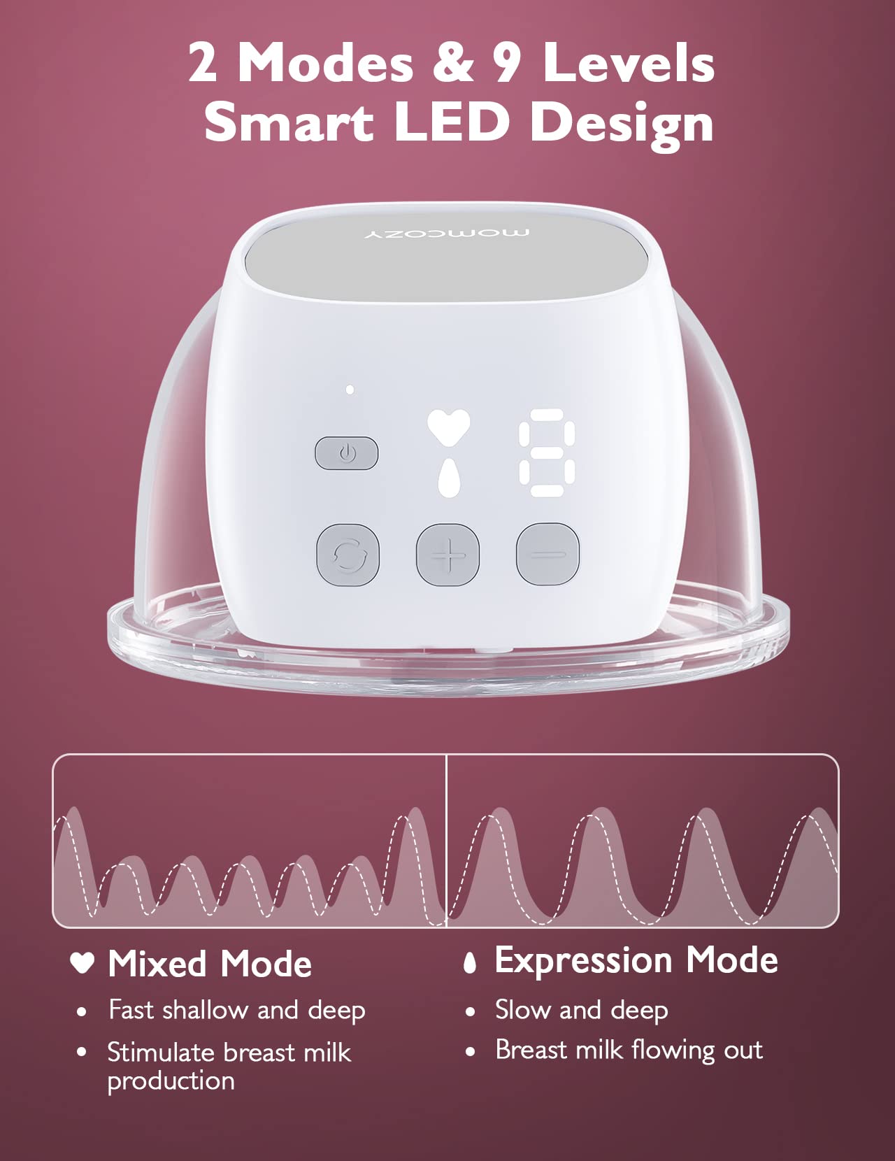 Side view of Momcozy S9 Pro gray wearable breast pump