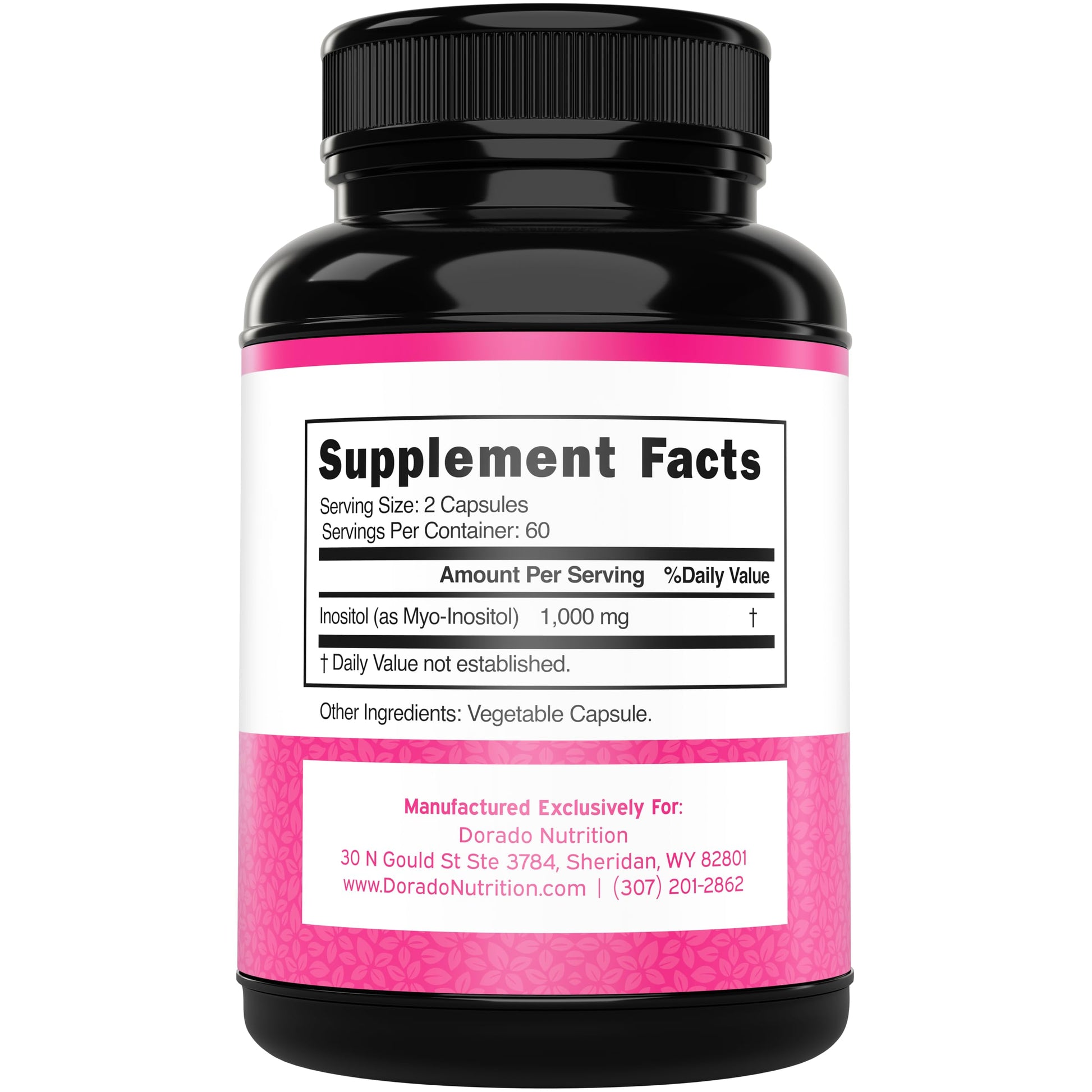 Dorado Nutrition Myo Inositol capsules supplement label facts and ingredients list