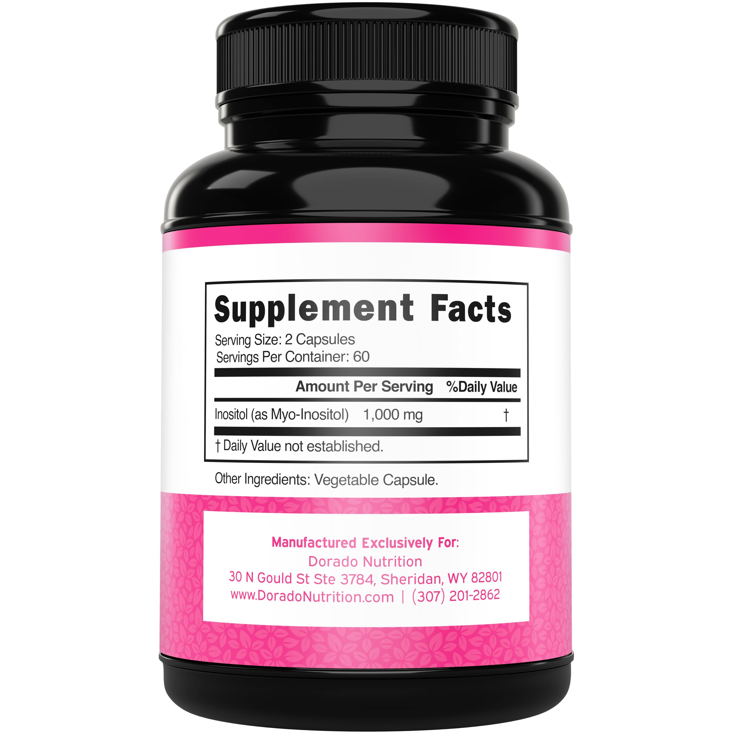 Dorado Nutrition Myo Inositol capsules supplement label facts and ingredients list