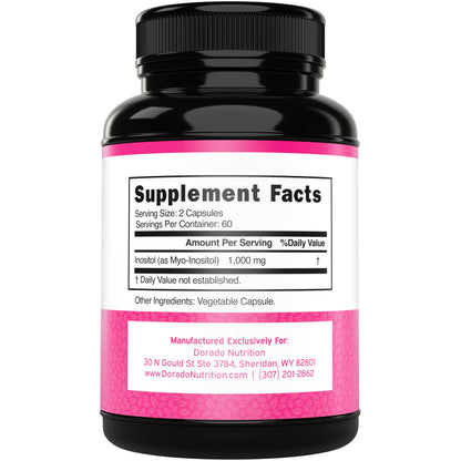 Dorado Nutrition Myo Inositol capsules supplement label facts and ingredients list