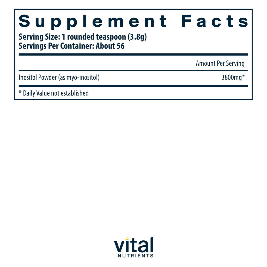 Vital Nutrients Inositol Powder supplement facts label