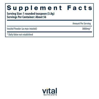 Vital Nutrients Inositol Powder supplement facts label