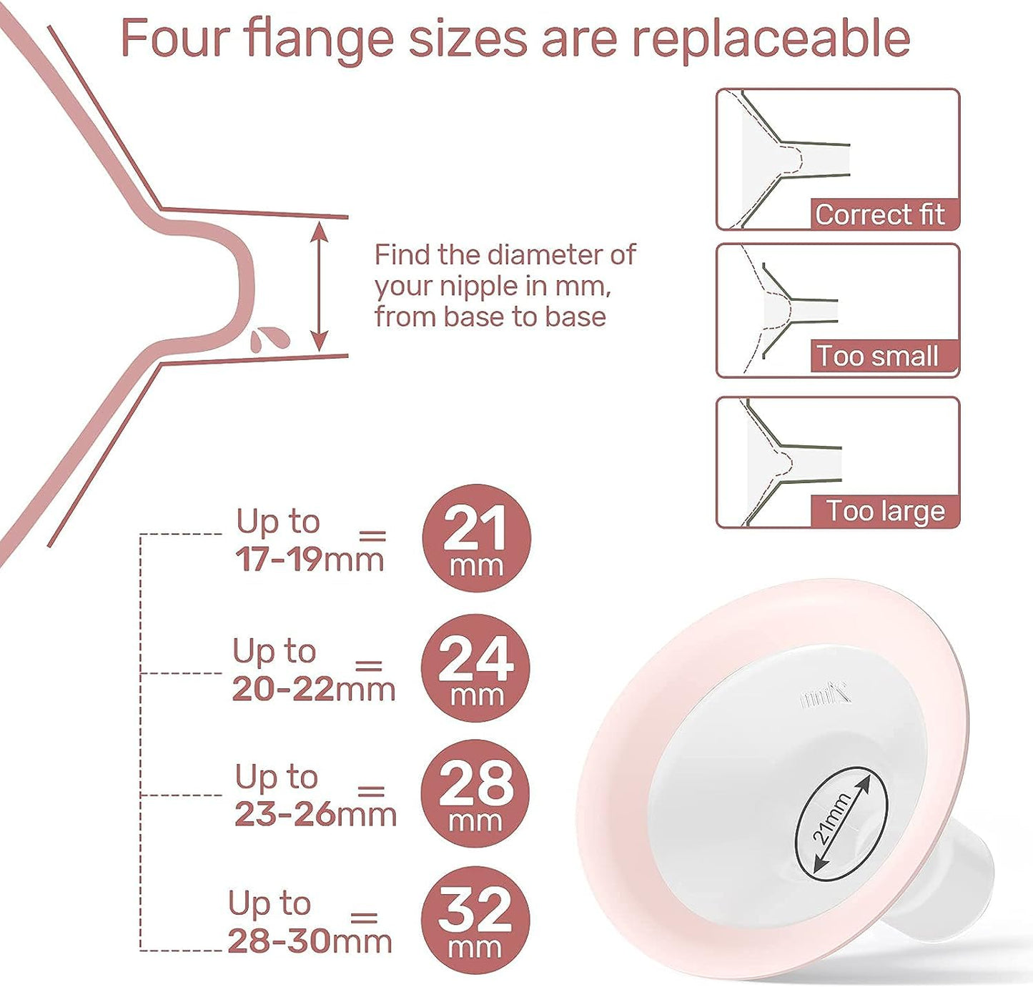 Close up of NCVI silicone flange for comfortable pumping