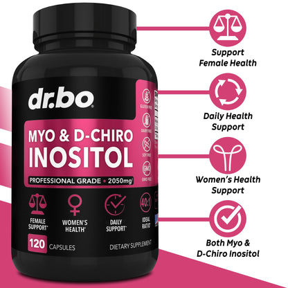 Dr Bo Myo and D Chiro Inositol 120 capsules nutritional facts label side view