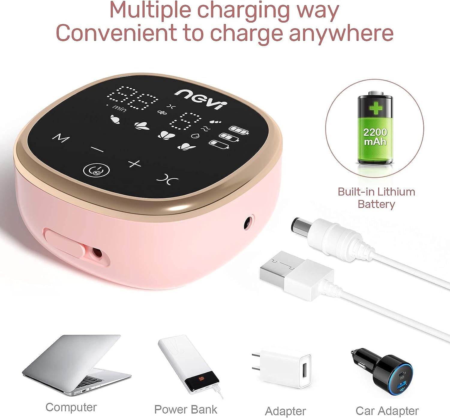 Portable NCVI breast pump charging with a power bank