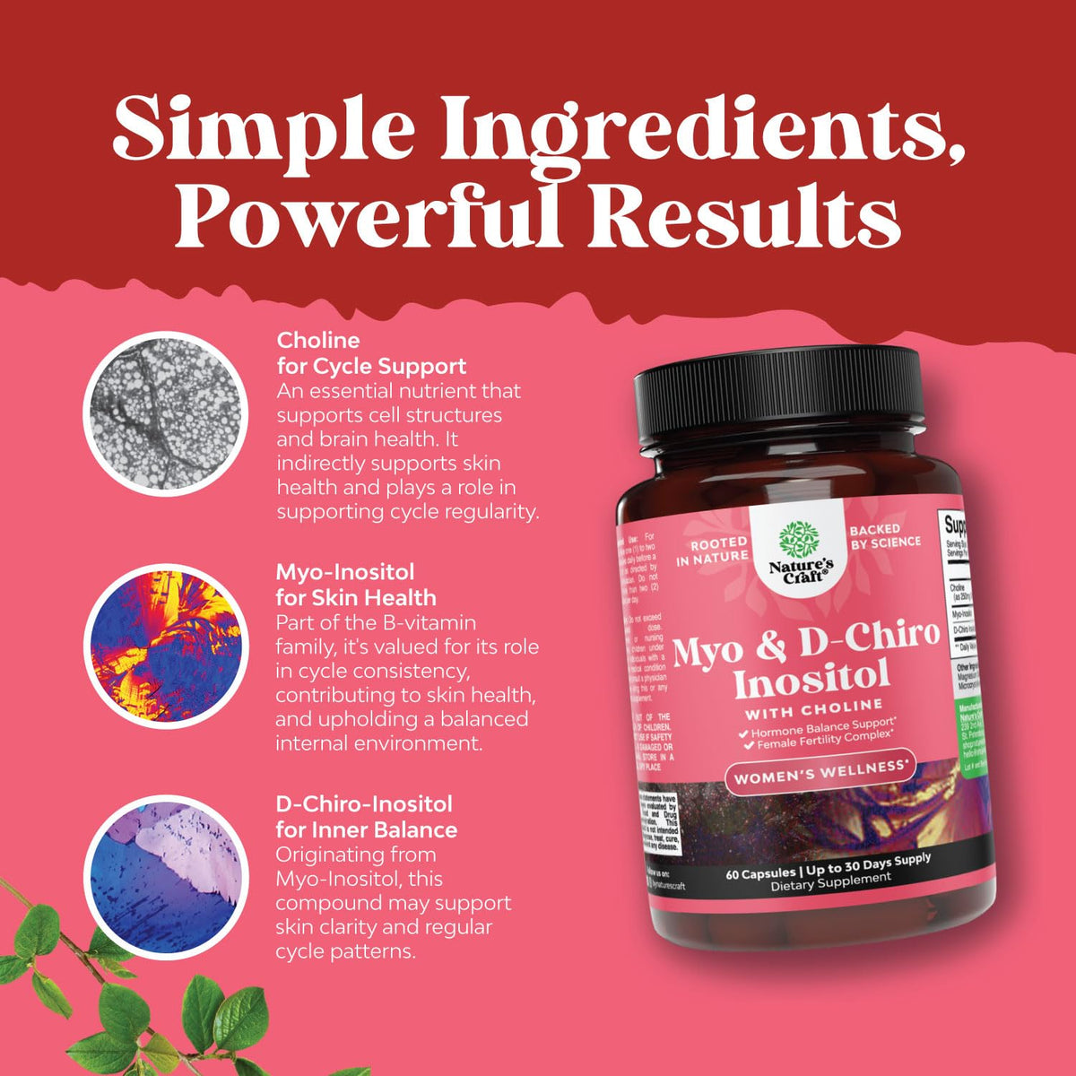Close up of Natures Craft 60 capsules bottle branding