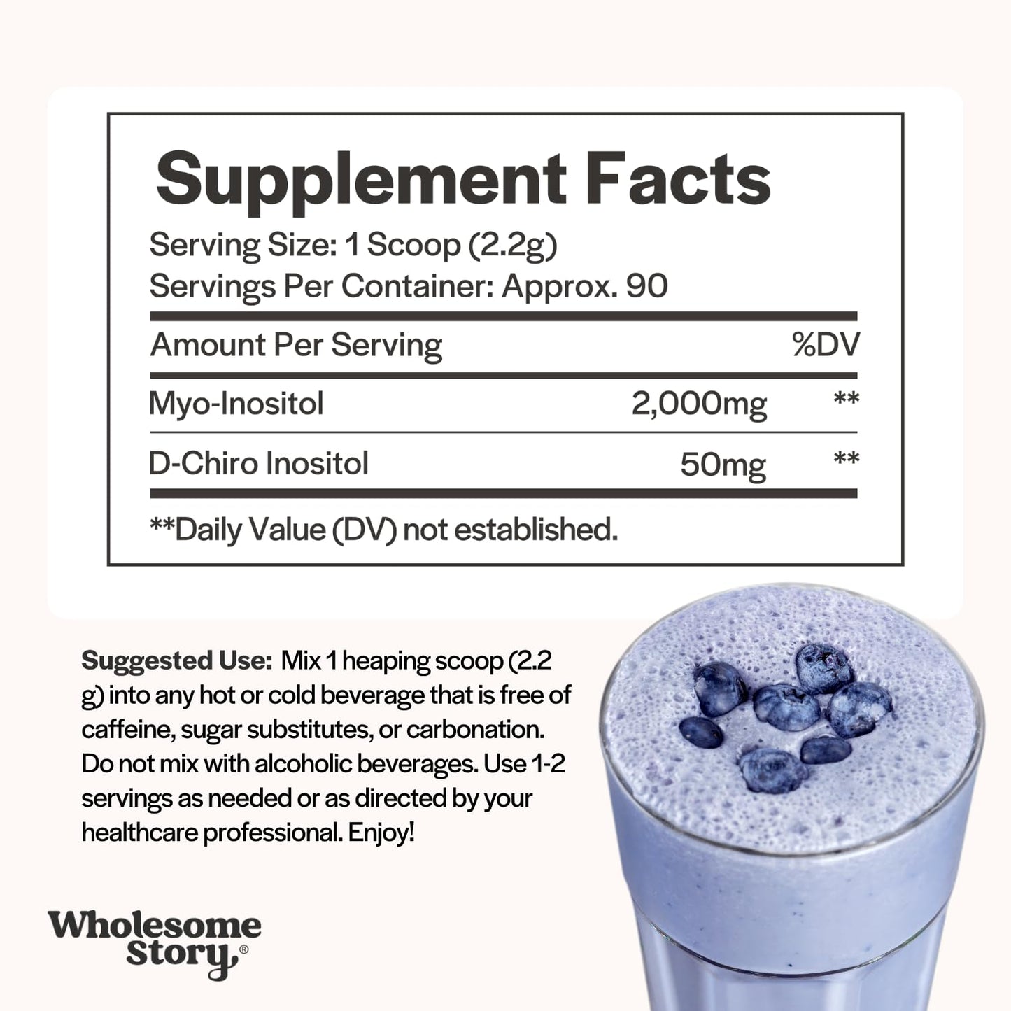 Wholesome Story Myo Inositol powder scoop and texture
