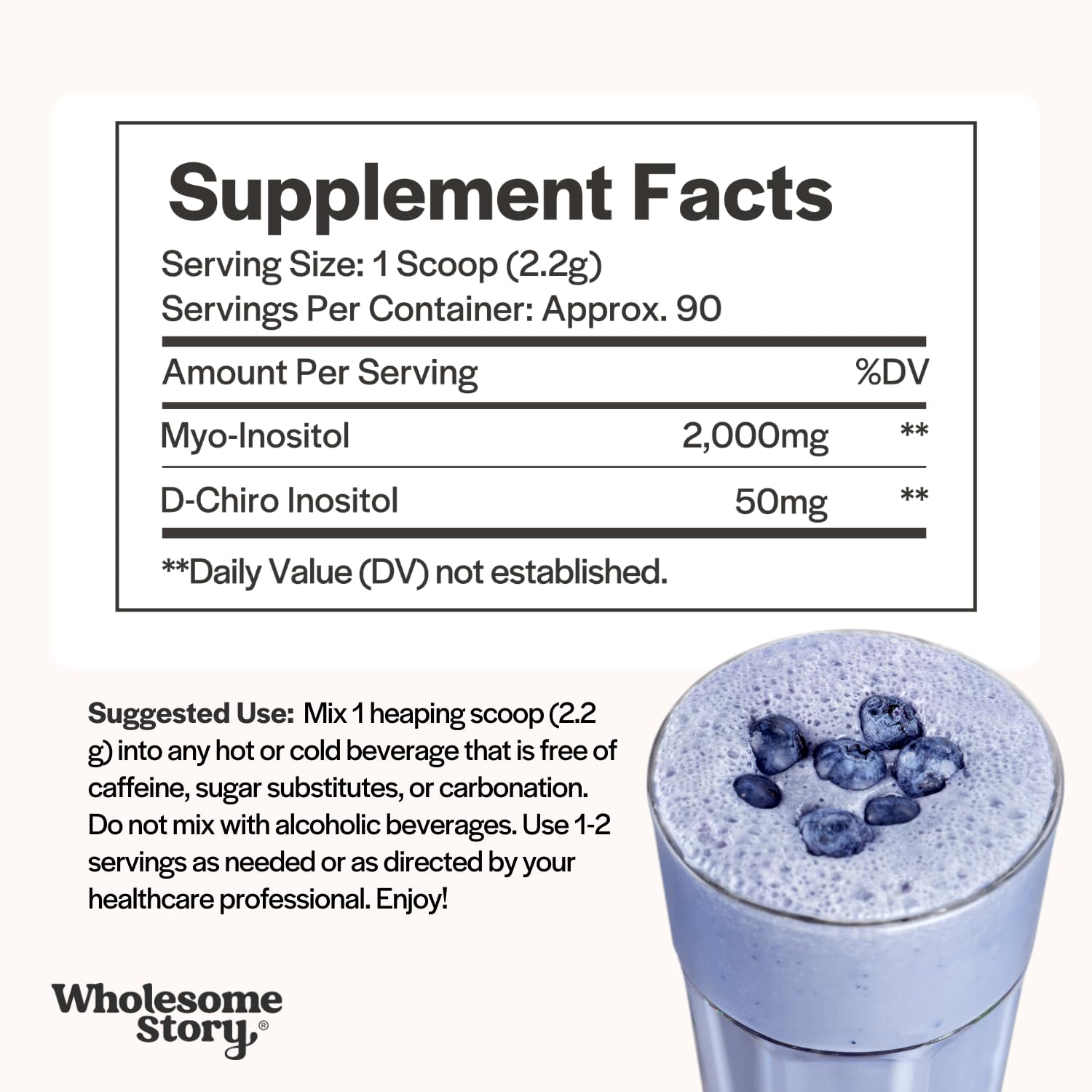 Wholesome Story Myo Inositol powder scoop and texture