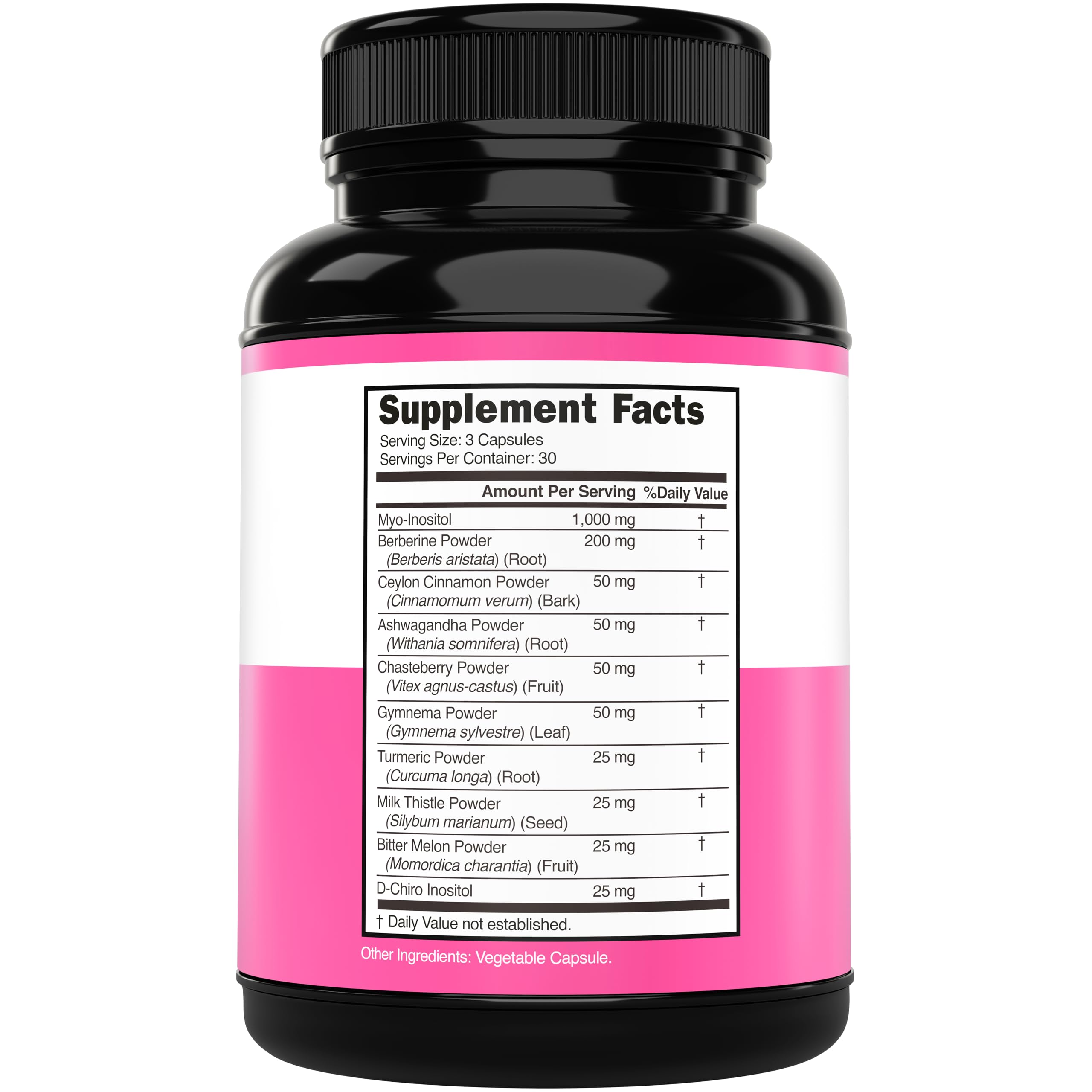 90 count vegan capsules of Dorado Nutrition Inositol complex bottle