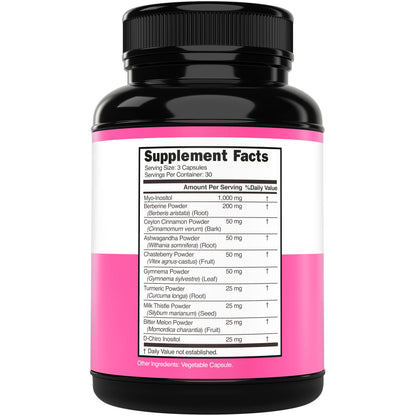 90 count vegan capsules of Dorado Nutrition Inositol complex bottle