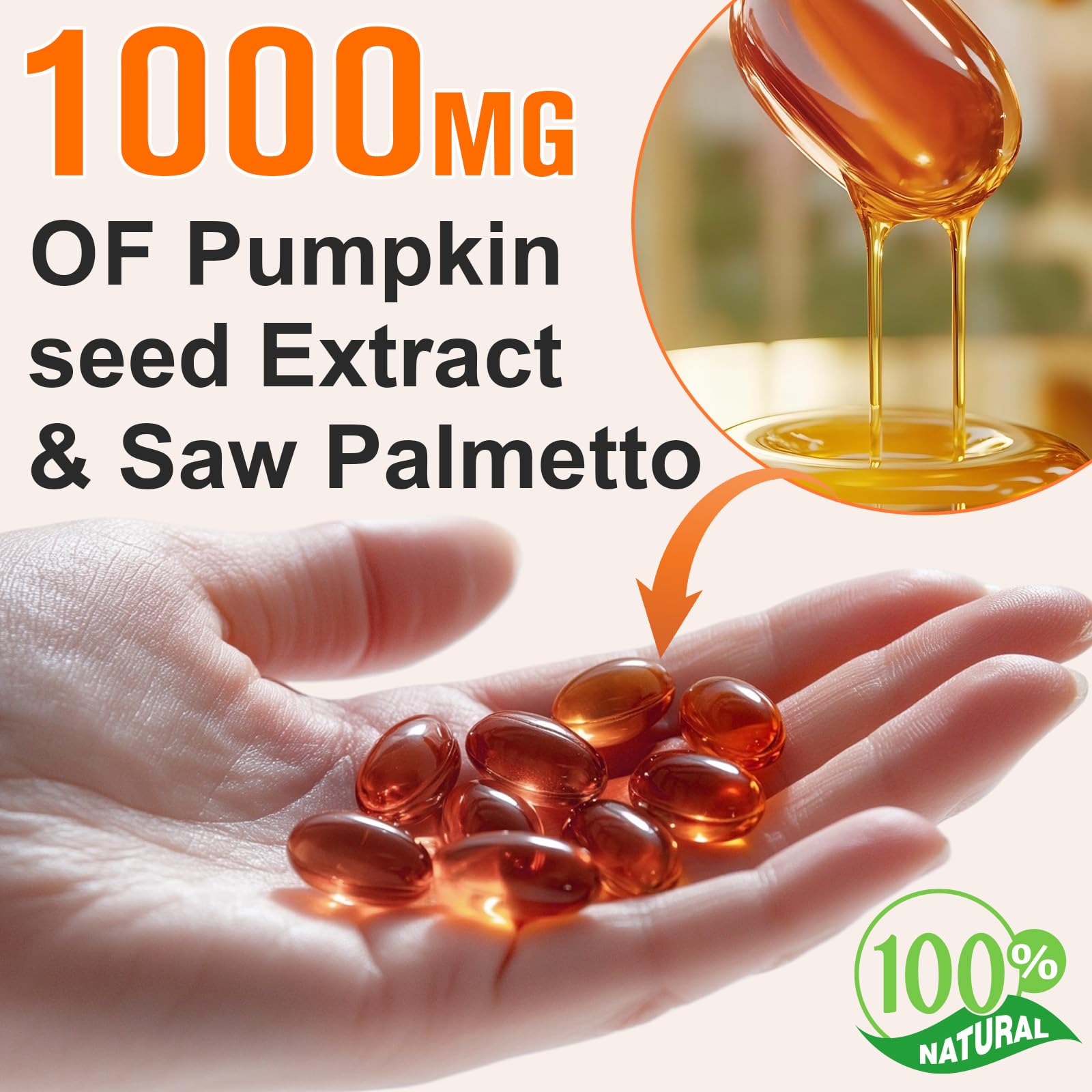 Close up of Daiasns Mcukv 1000mg softgels for hair growth