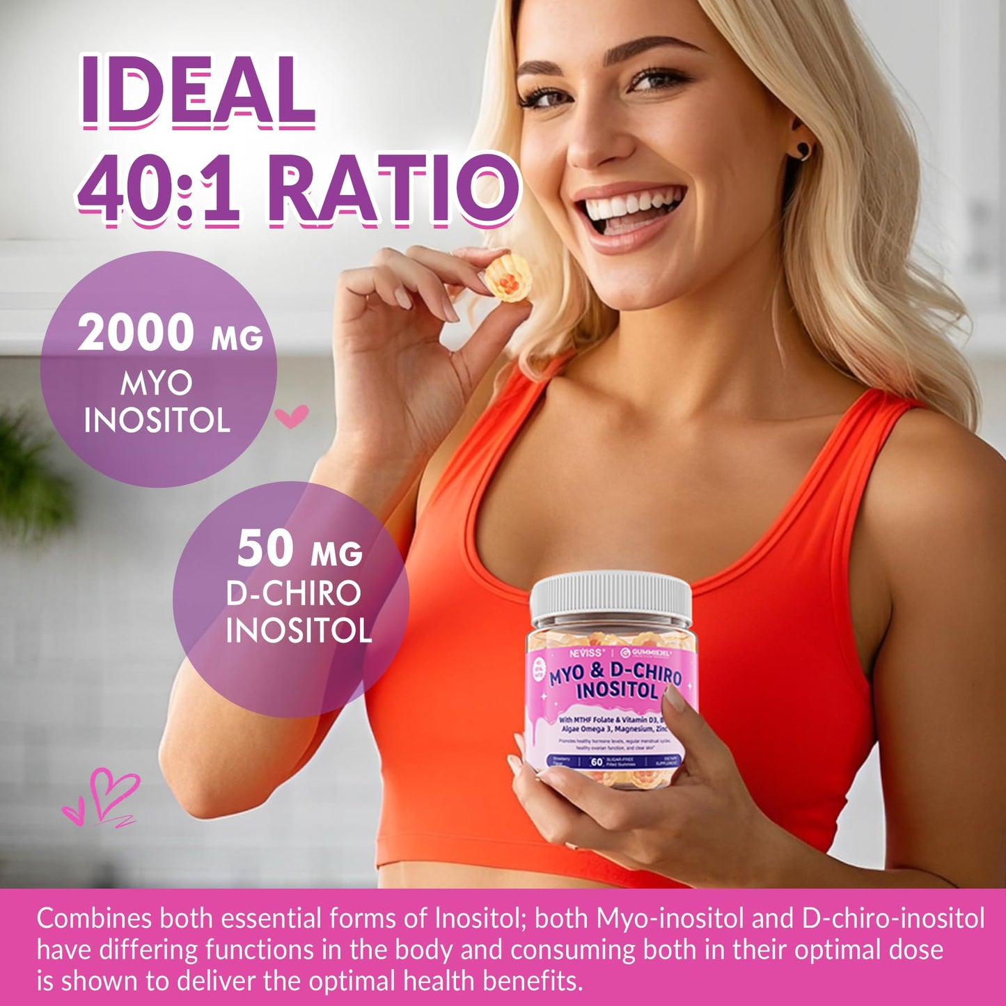 Neviss myo-inositol supplement containing zinc magnesium and methylated folate for metabolism
