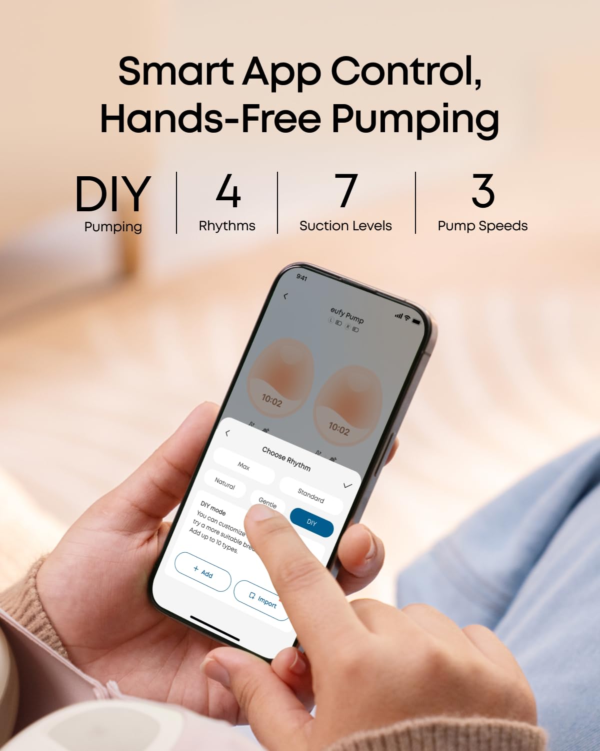 Eufy hands-free breast pump components and charging accessories