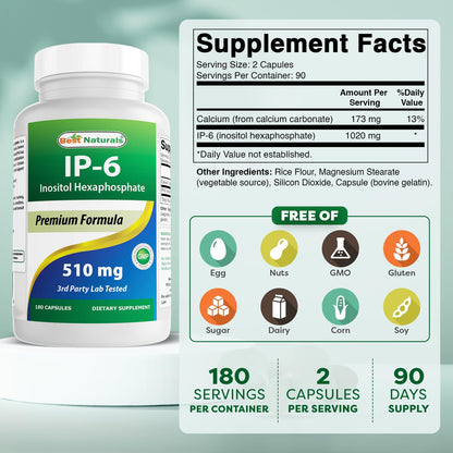 Best Naturals IP-6 supplement bottle label details