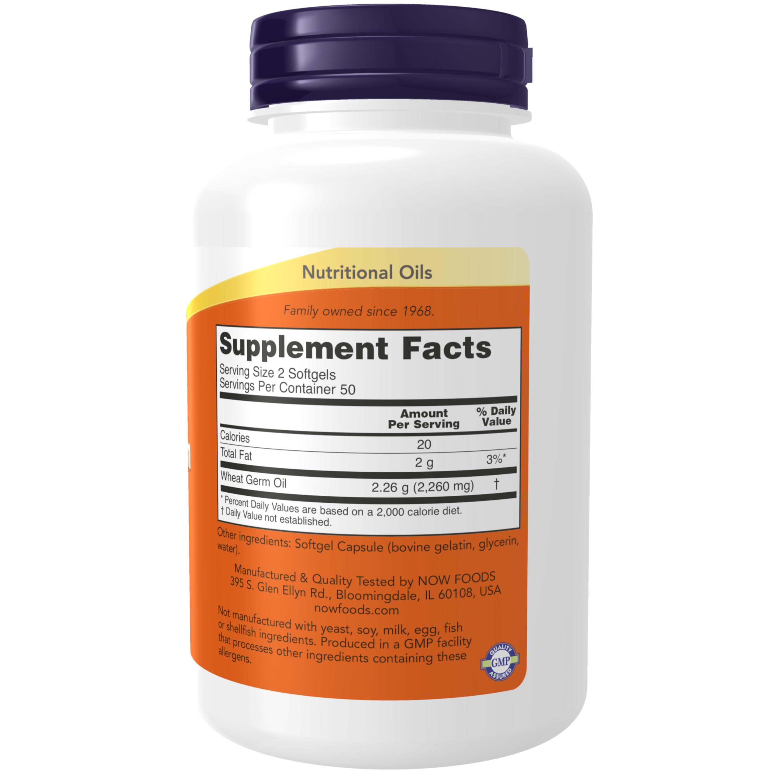 Now Foods Wheat Germ Oil 100 softgels packaging