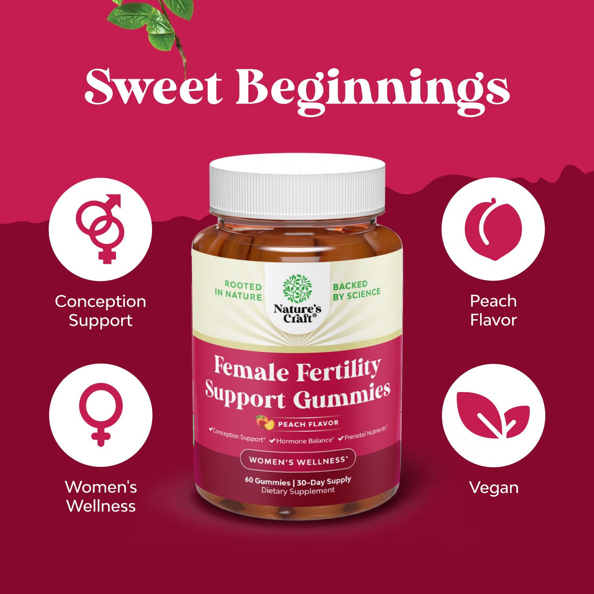 Gluten free and non GMO peach fertility gummies daily serving size.