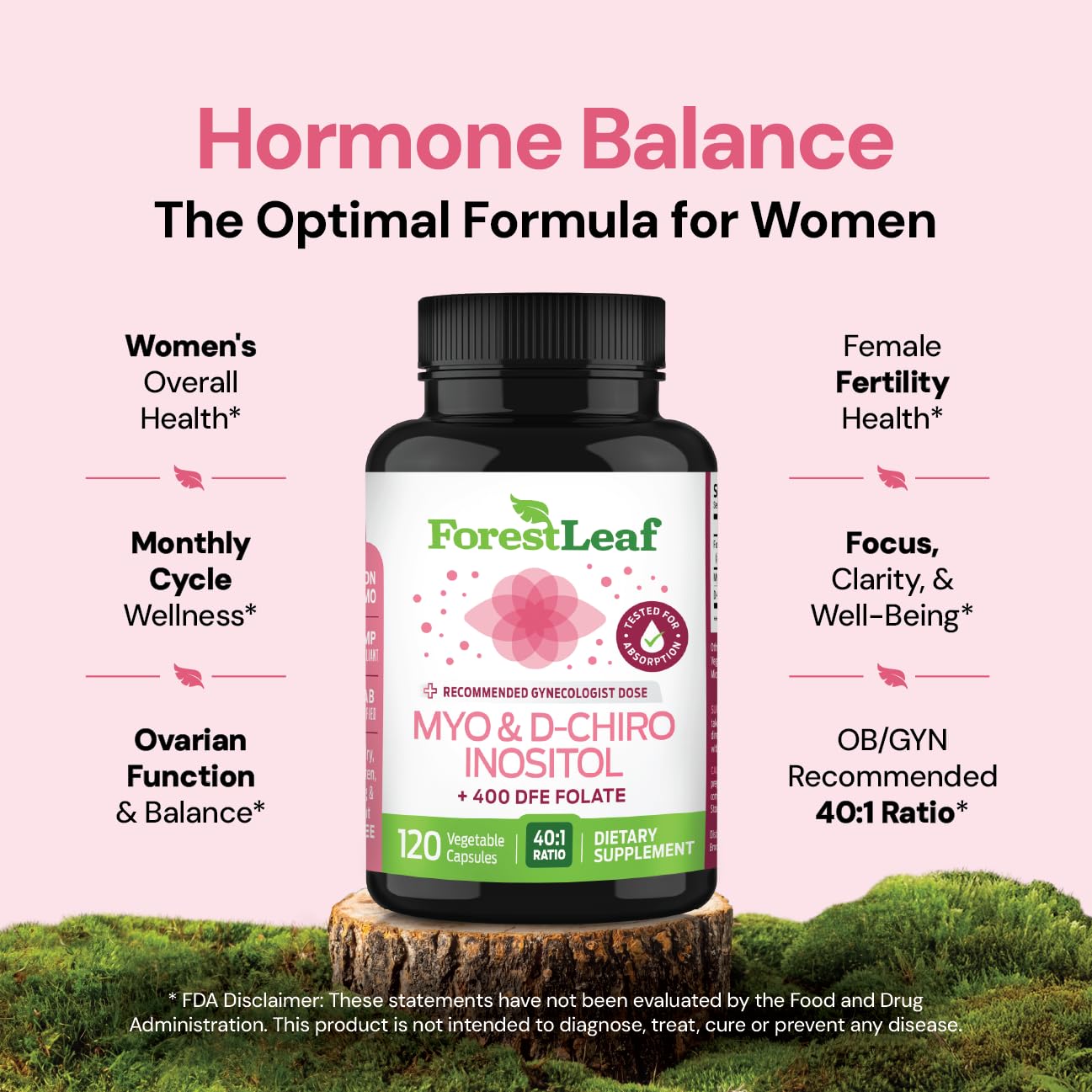ForestLeaf women's health supplement bottle 120 capsules