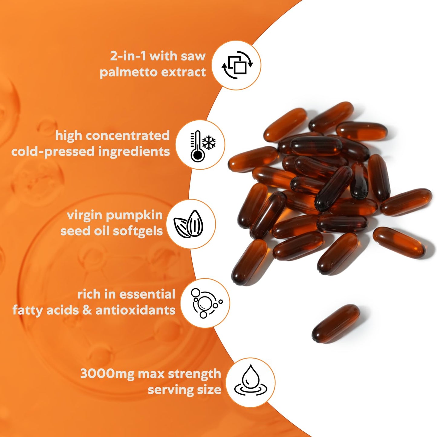 Label detail of Goldium pumpkin seed oil and saw palmetto ingredients