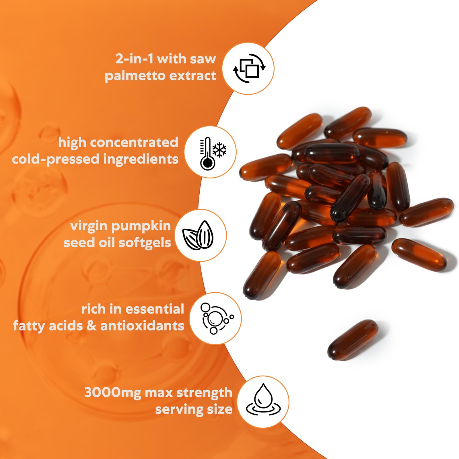 Label detail of Goldium pumpkin seed oil and saw palmetto ingredients