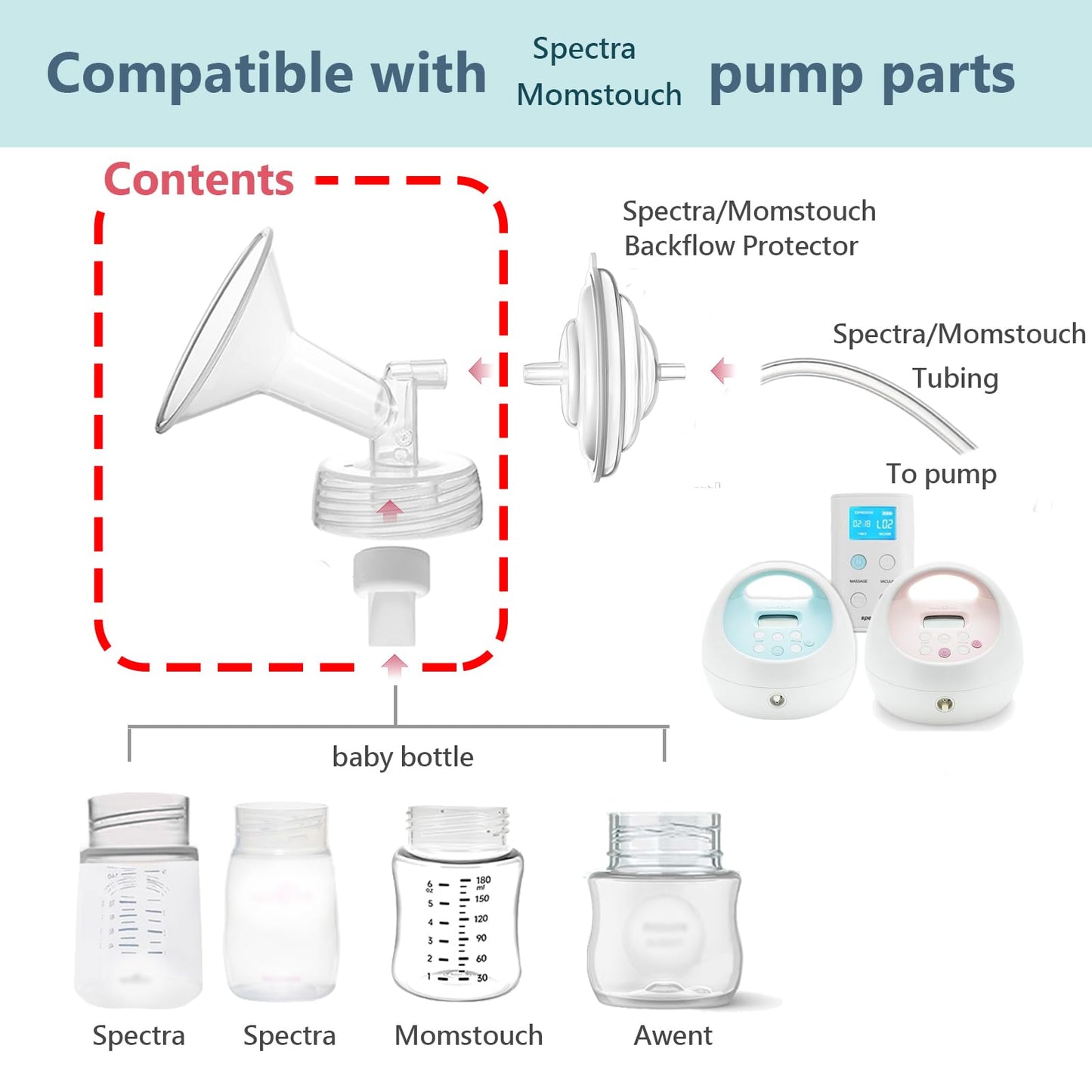 Side profile of Maymom breast pump replacement accessories