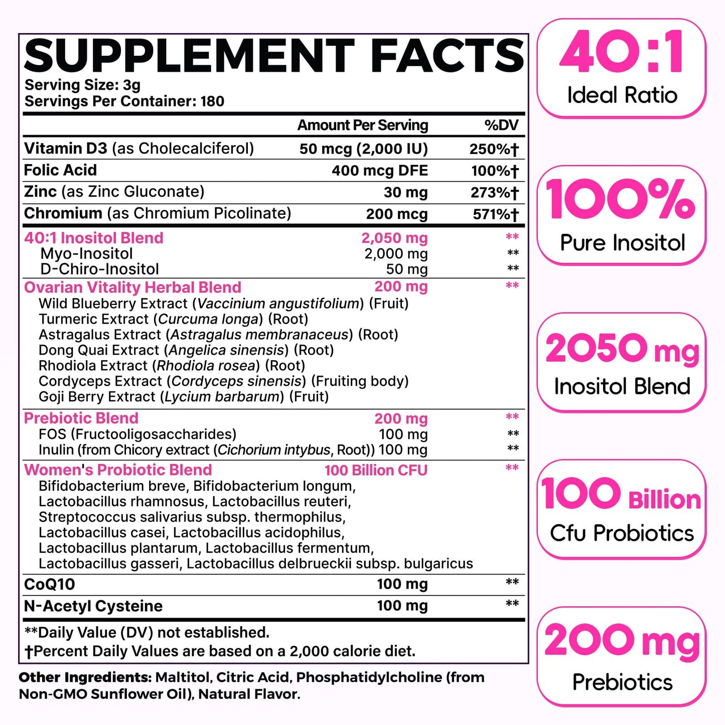 Hwuspmr inositol 180 days supply supplement tub nutritional facts