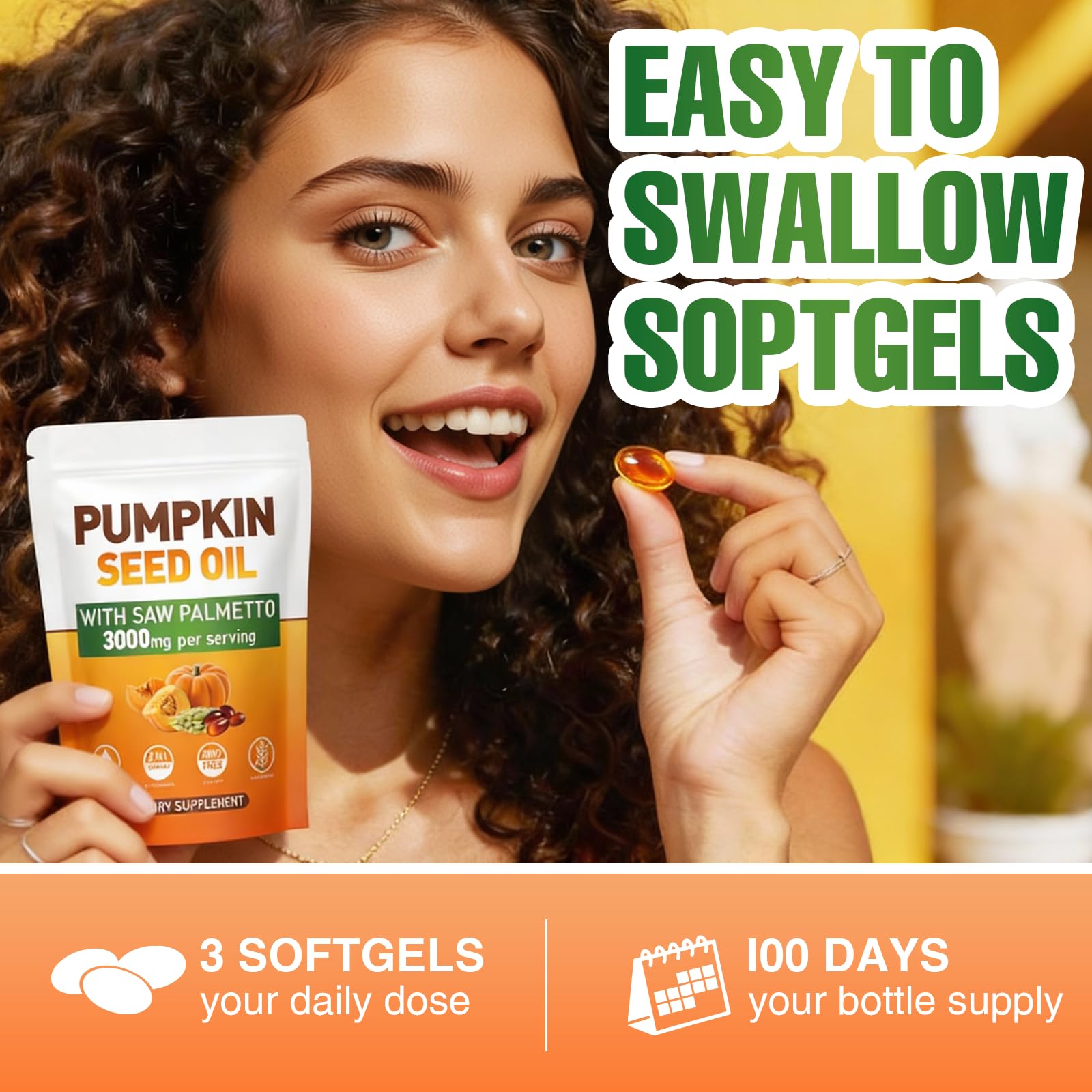 Pumpkin Seed Oil softgels for natural hair growth