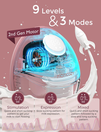 Side profile of Momcozy M6 wearable pump in a bra